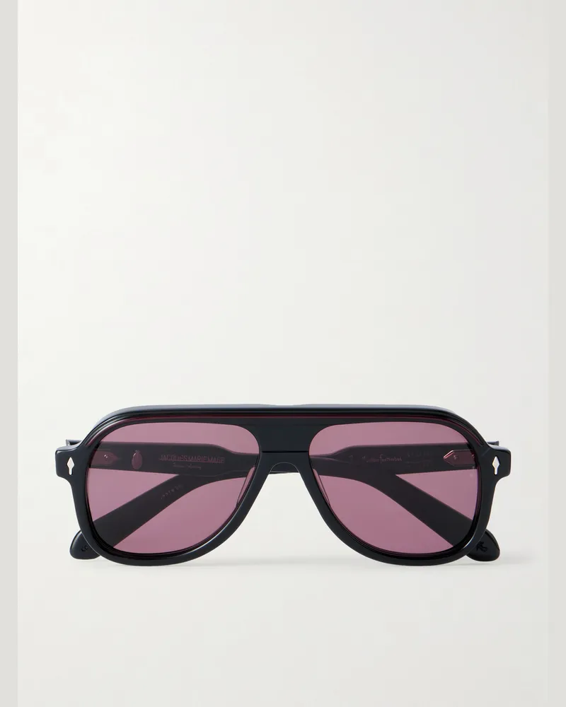 Jacques Marie Mage Rocky Mountain Featherbed Teewinot Aviator-Style Acetate Sunglasses Black
