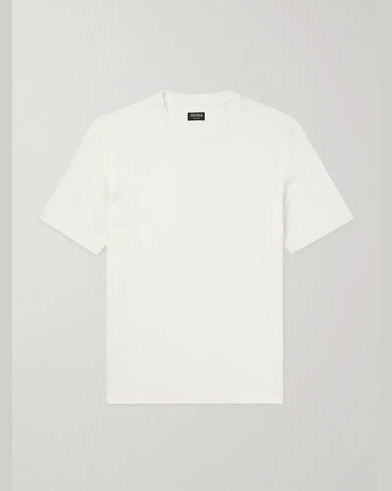 Ermenegildo Zegna T-Shirt aus Leinen Weiß