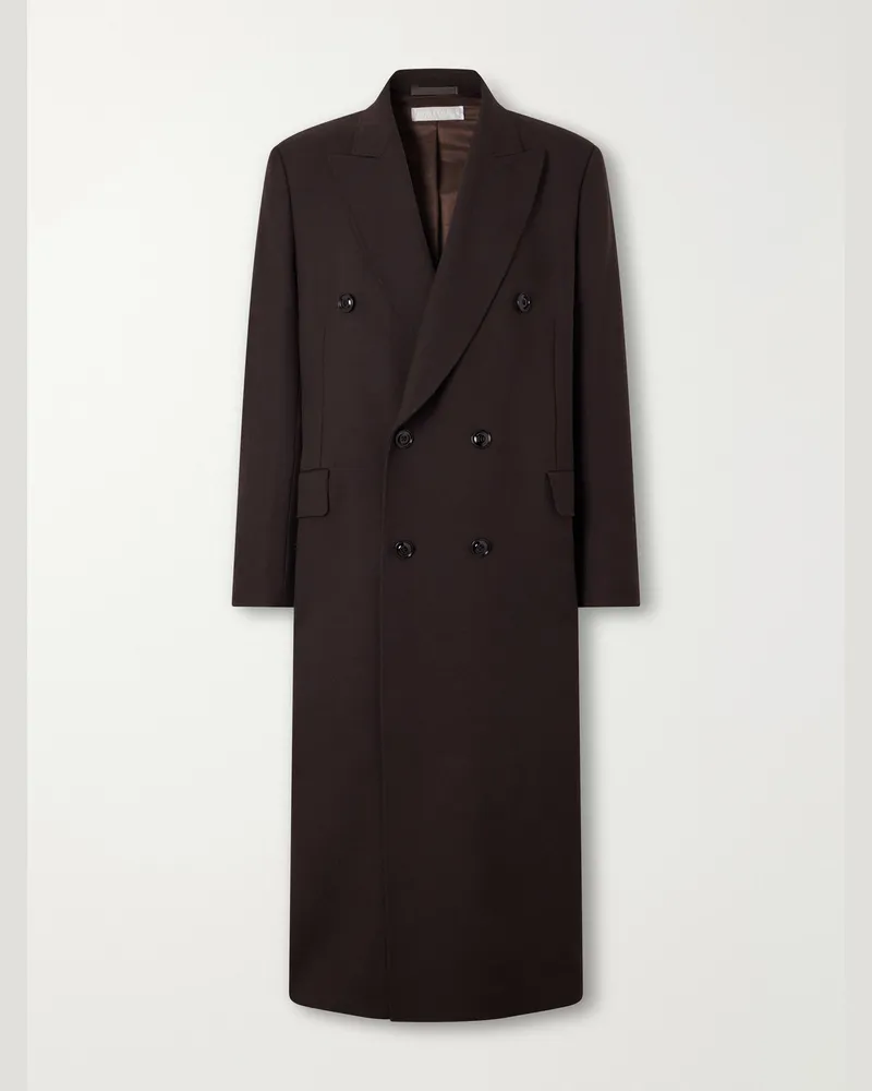Our Legacy Extended Whale Double-Breasted Virgin Wool-Twill Coat Brown
