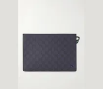 GG Supreme Monogrammed Coated-Canvas and Leather Pouch
