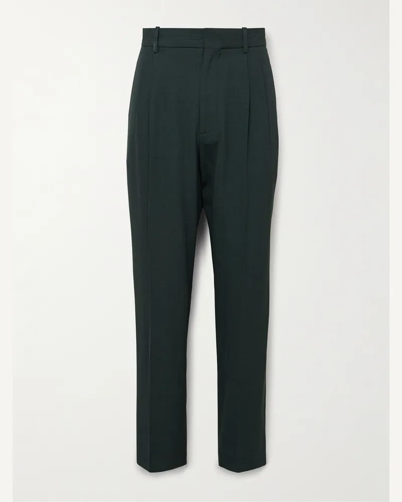The Row Silas schmal zulaufende Hose aus einer Schurwollmischung mit Falten Grün