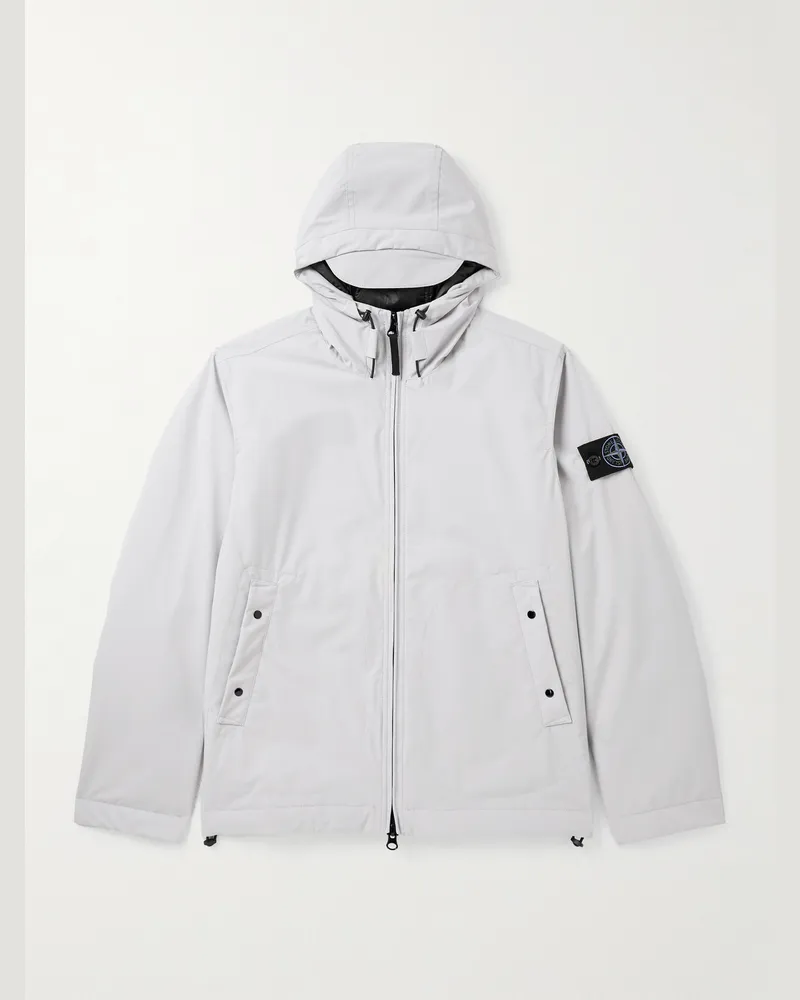 Stone Island Kapuzenjacke aus wattiertem Shell-R_e.dye®-Material mit Logodetail Grau