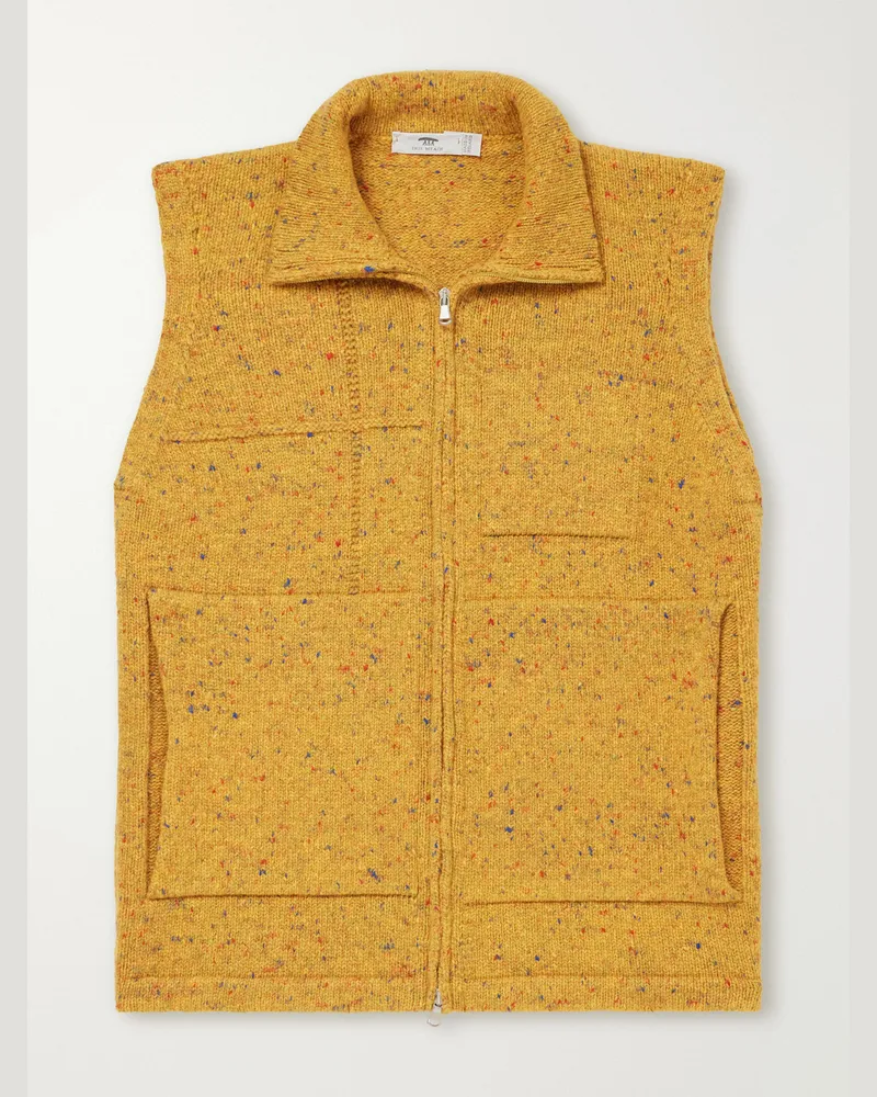 Inis Meáin Lifeline Wool and Cashmere-Blend Gilet Yellow