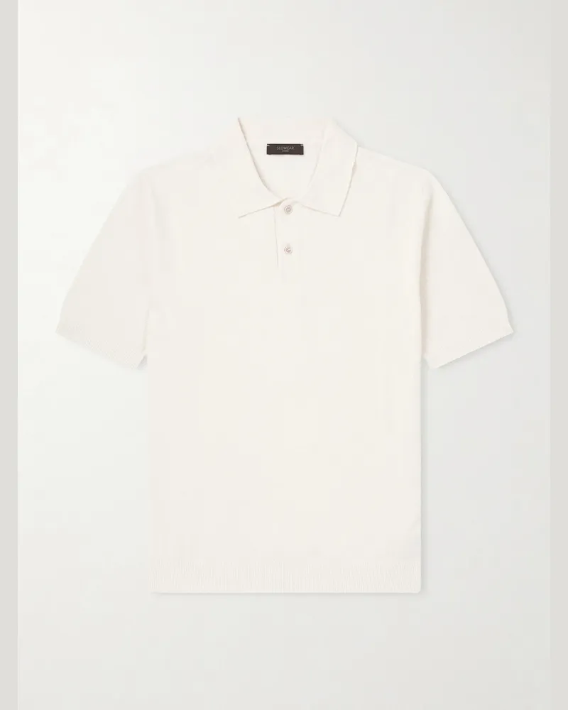 Slowear Slim-Fit Cotton-Blend Terry Polo Shirt Neutrals
