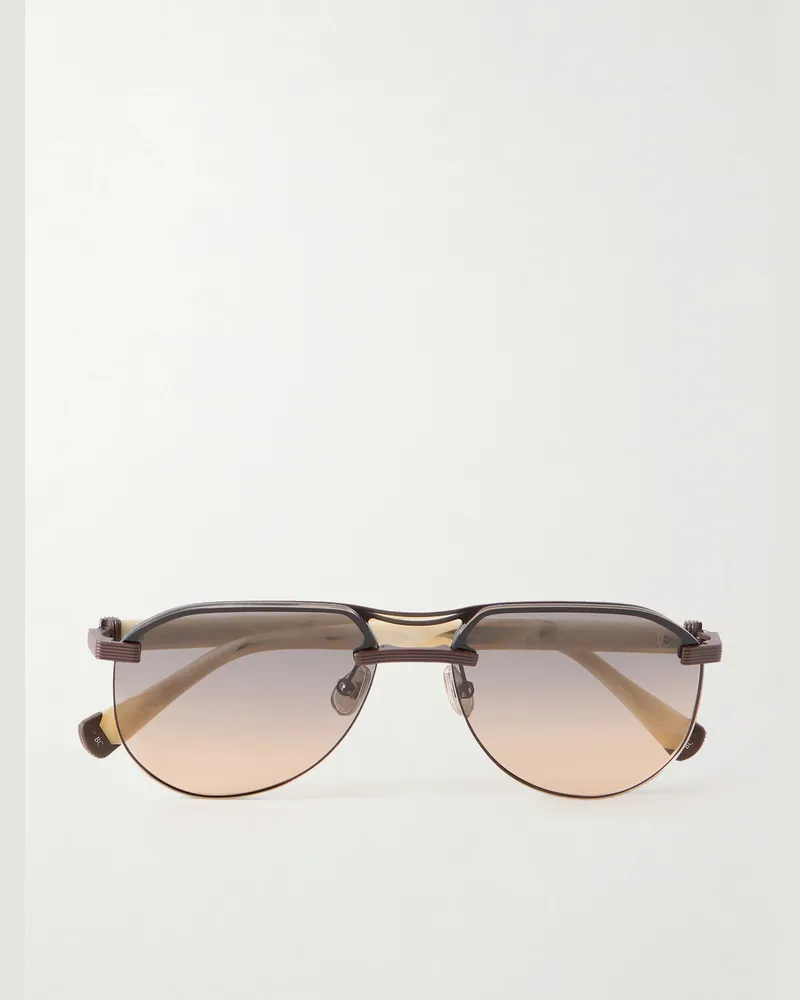 Brunello Cucinelli Carlito Pilotensonnenbrille aus Azetat und Metall Schwarz