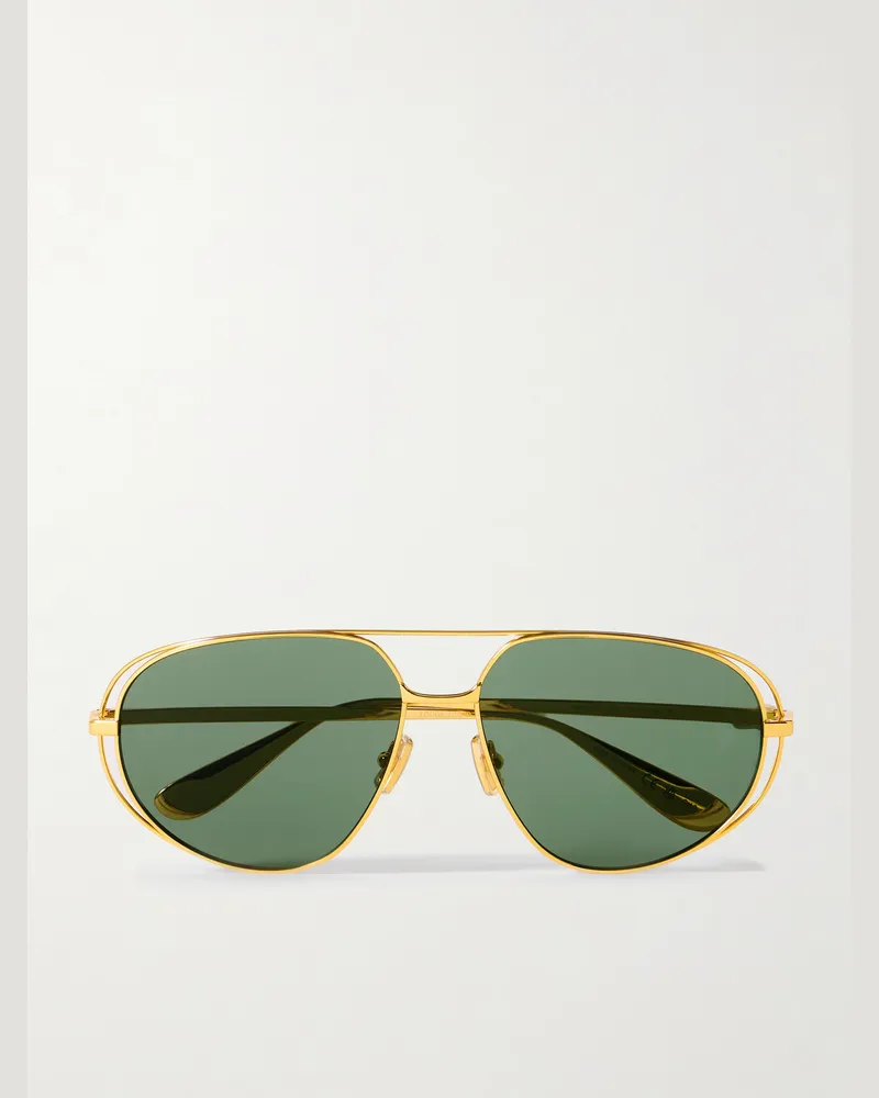 Bottega Veneta Goldfarbene Pilotensonnenbrille Gold