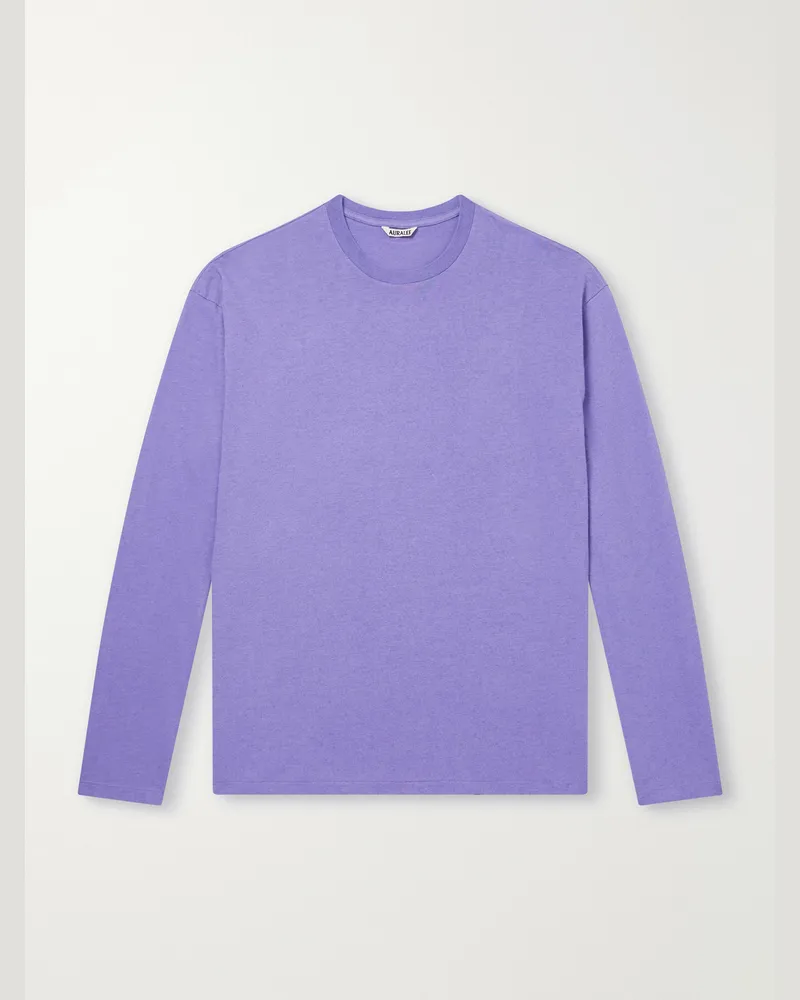 AURALEE Cotton-Jersey T-Shirt Purple