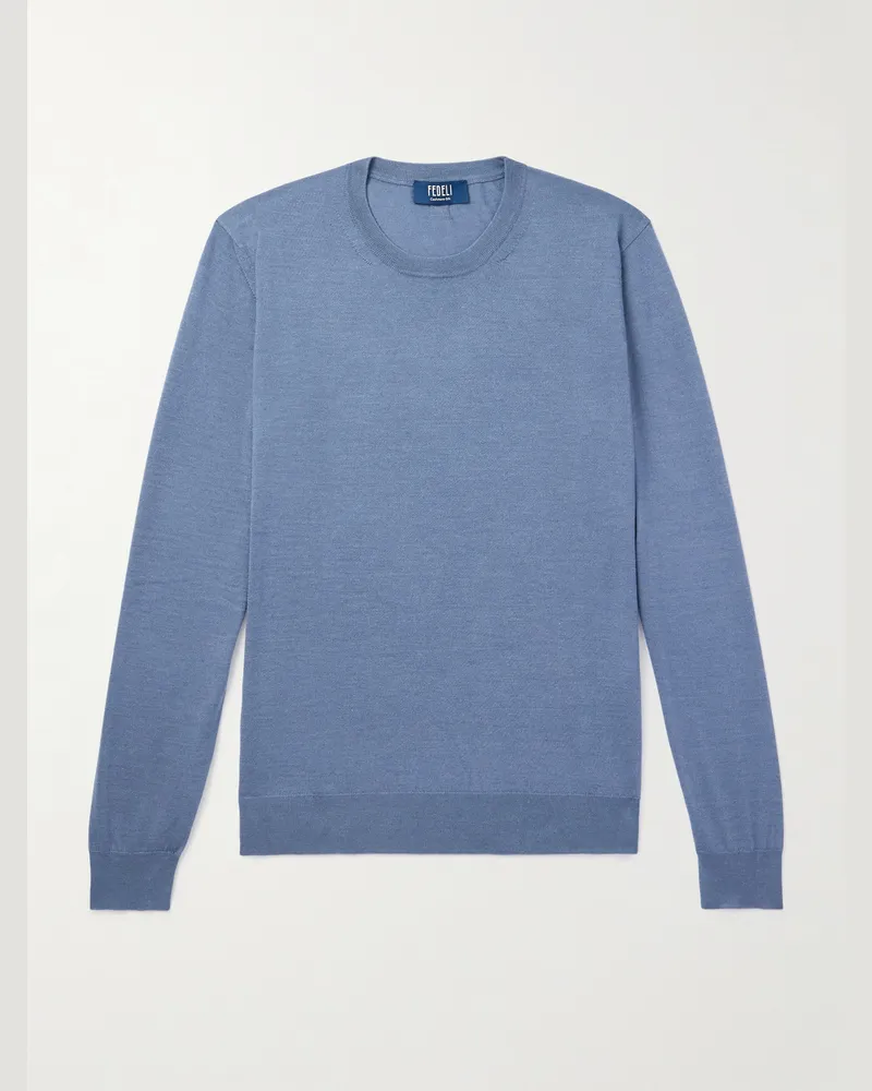 Fedeli Argentina schmal geschnittener Pullover aus einer Kaschmir-Seidenmischung Blau