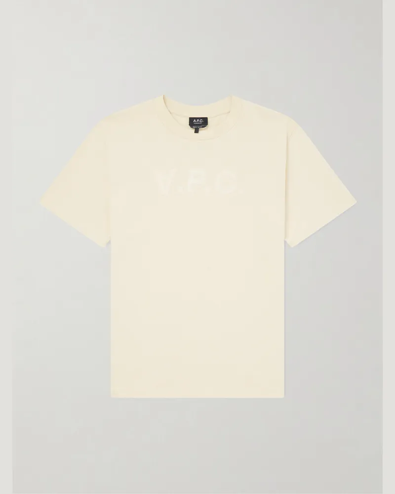 A.P.C. Standard Grand VPC Logo-Flocked Organic Cotton-Jersey T-Shirt Yellow