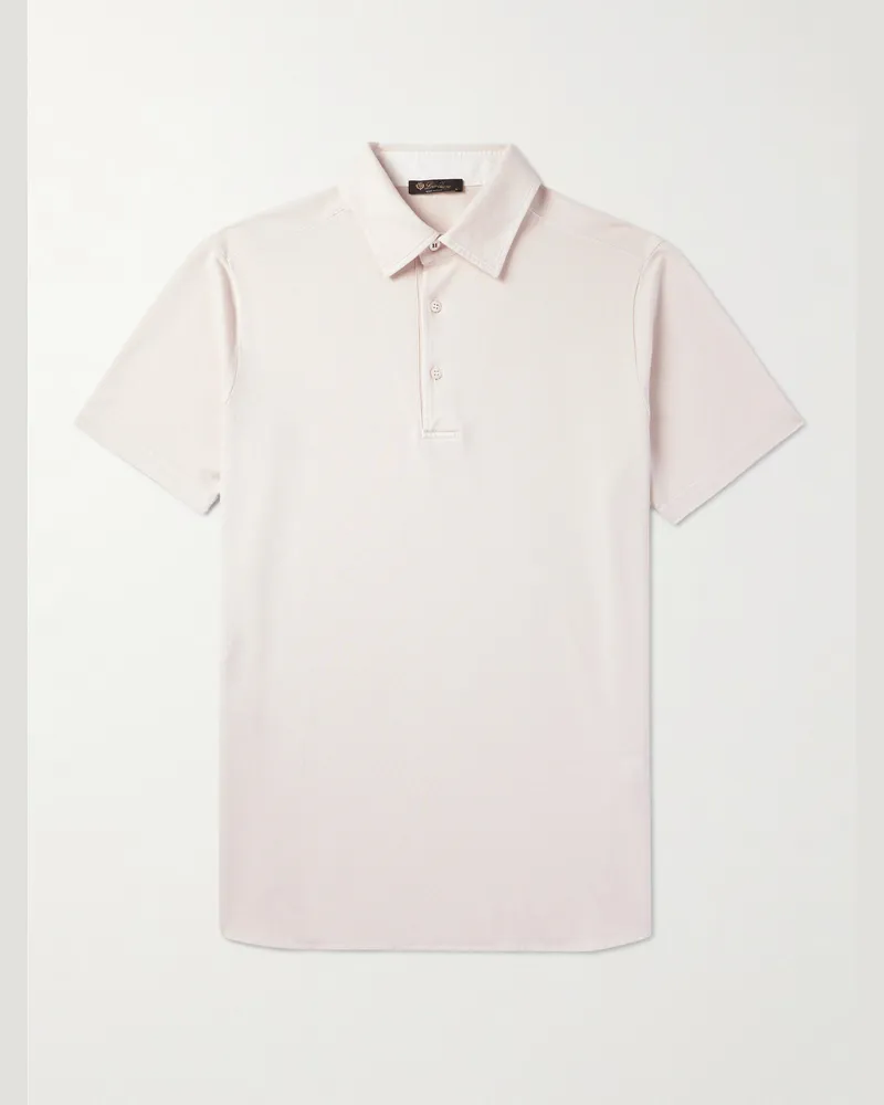 Loro Piana Cotton-Piqué Polo Shirt Neutrals