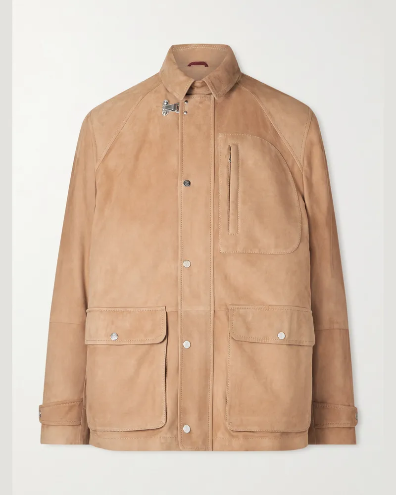 Brunello Cucinelli Jacke aus Veloursleder Neutral