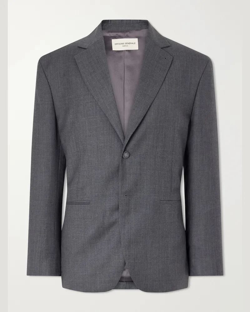Officine Generale Melvyn Wool, Cashmere and Silk-Blend Suit Jacket Gray