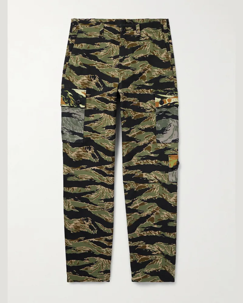 Givenchy Wide-Leg Camouflage-Print Cotton-Canvas Cargo Trousers Green