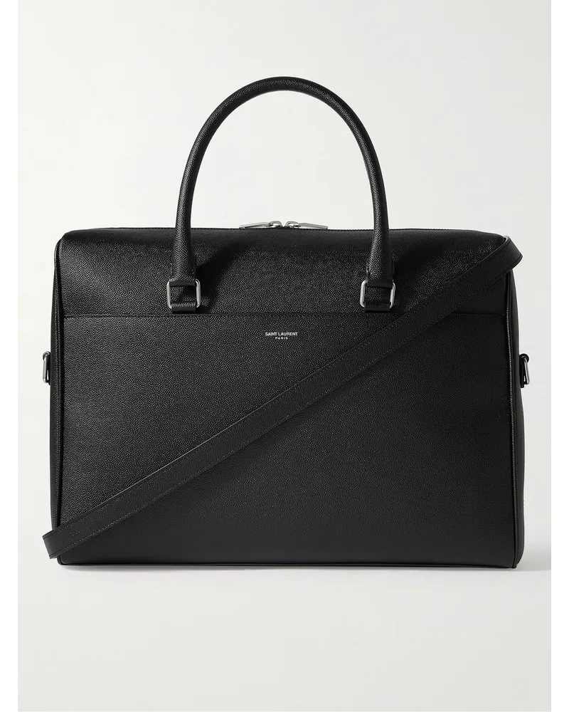 Saint Laurent Aktentasche aus vollnarbigem Leder Schwarz