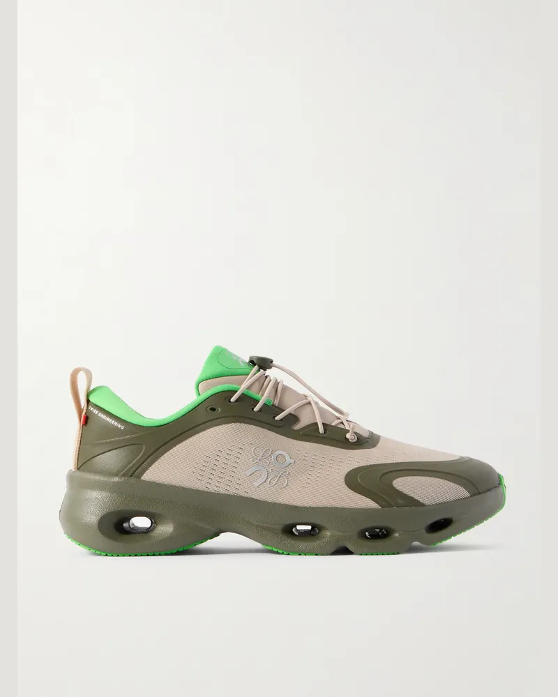 Loewe ON Cloudsolo Rubber-Trimmed Mesh Sneakers Green