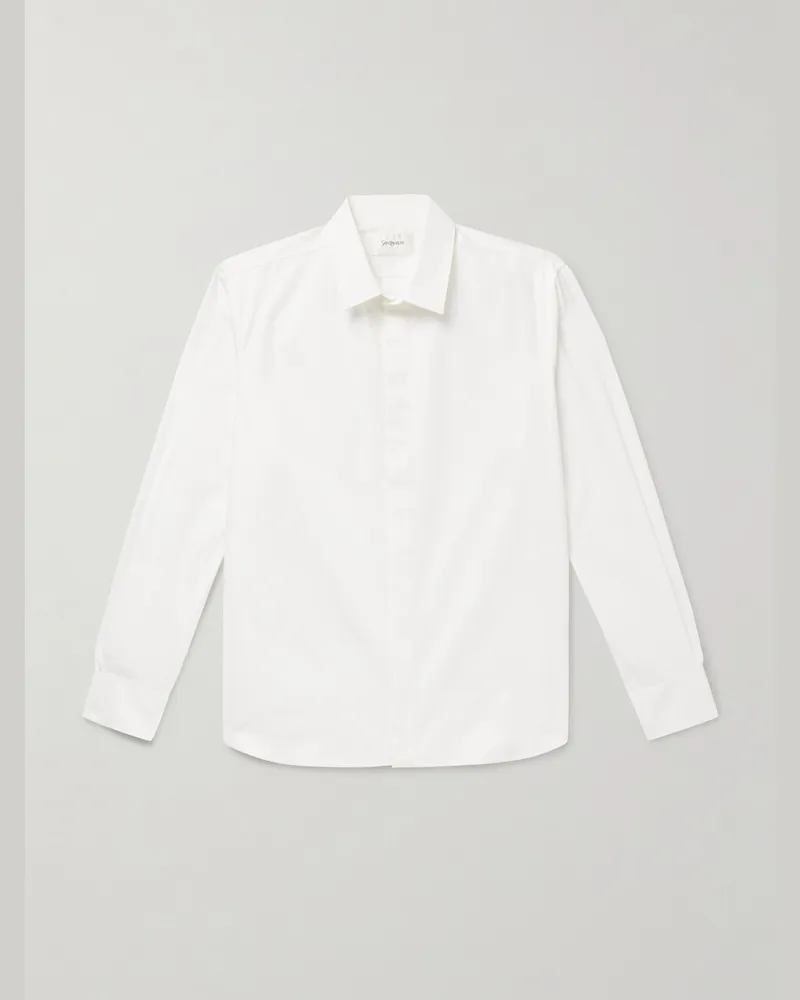 Saint Laurent Hemd aus Baumwollpopeline Weiß