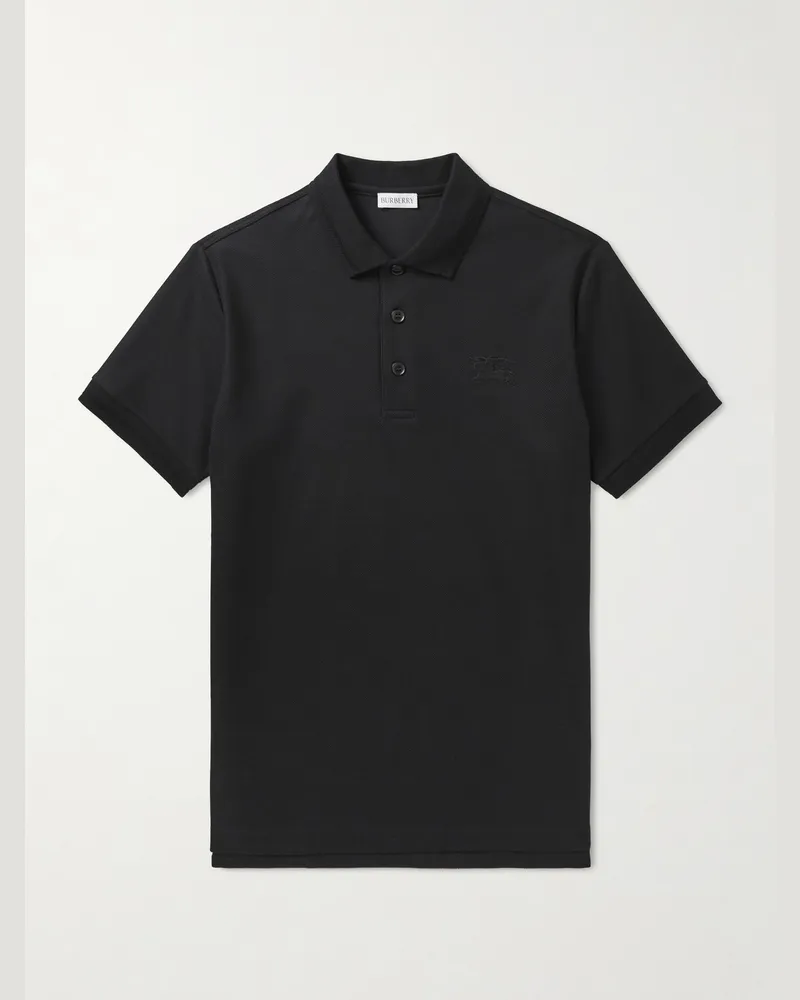 Burberry EKD Polohemd aus Baumwoll-Piqué mit Logostickerei Schwarz