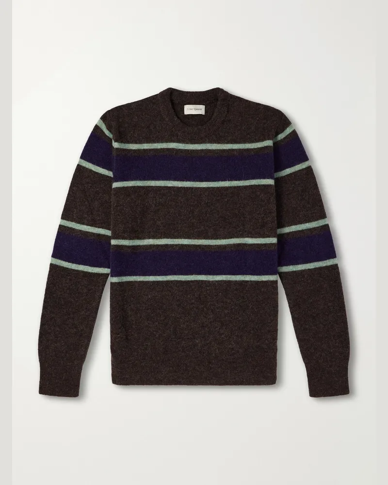 Oliver Spencer Blenheim Striped Wool-Blend Sweater Brown