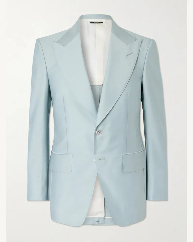 Tom Ford Atticus Sakko aus Twill aus einer Woll-Seidenmischung Blau