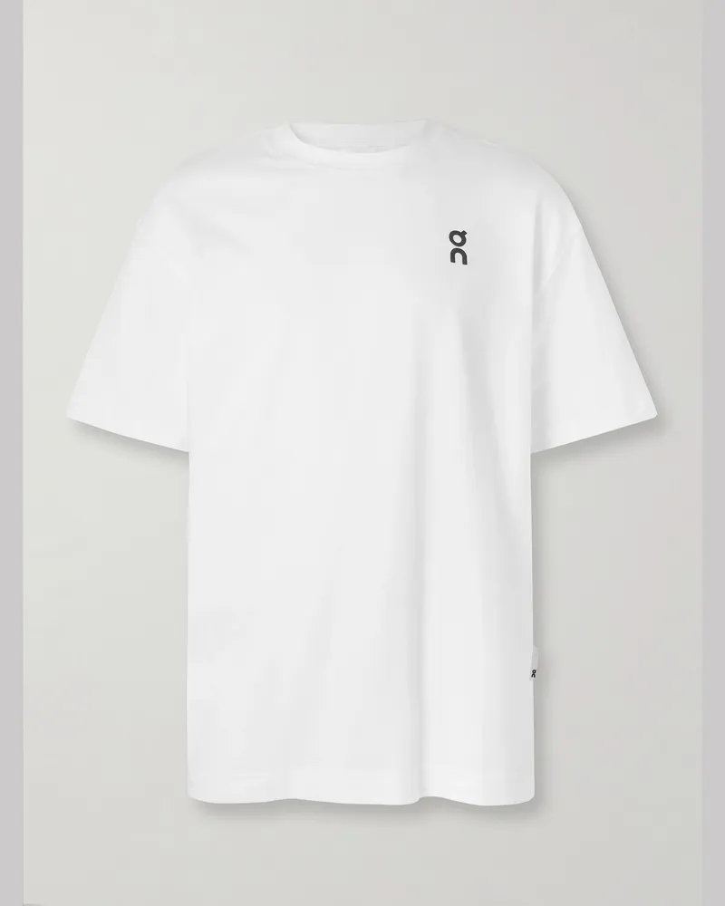ON Club T-Shirt aus Baumwoll-Jersey mit Logoprint Weiß