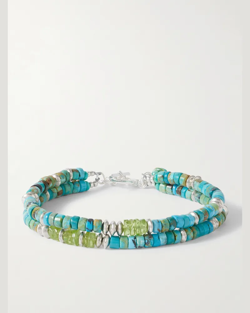 Peyote Bird Cedar Double Sonoran Sterling Silver, Turquoise and Peridot Bracelet Green