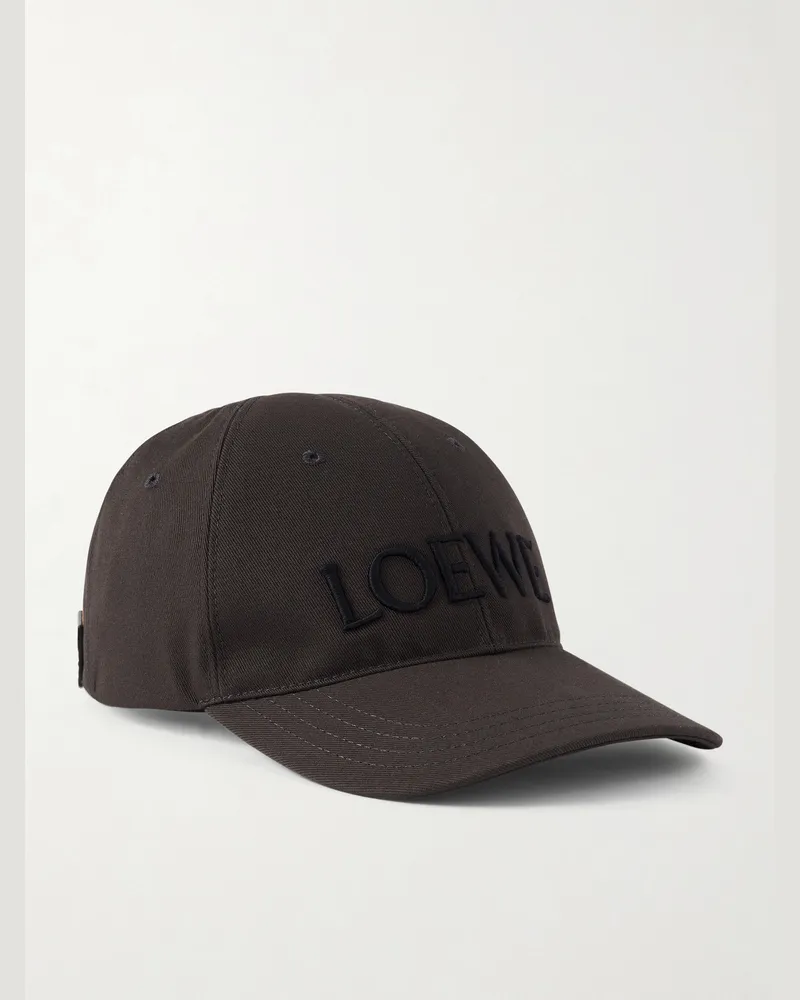 Loewe Louis Wain Futurist Cat Leather-Trimmed Appliquéd Embroidered Cotton-Canvas Baseball Cap Brown
