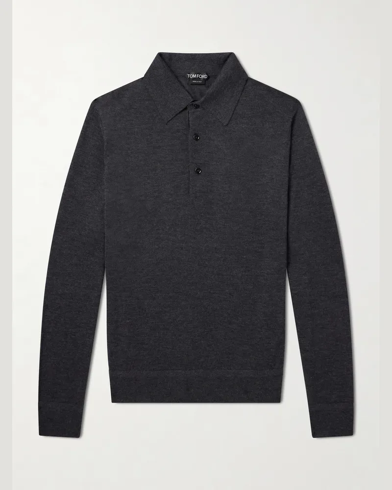 Tom Ford Cashmere and Silk-Polo Shirt Gray