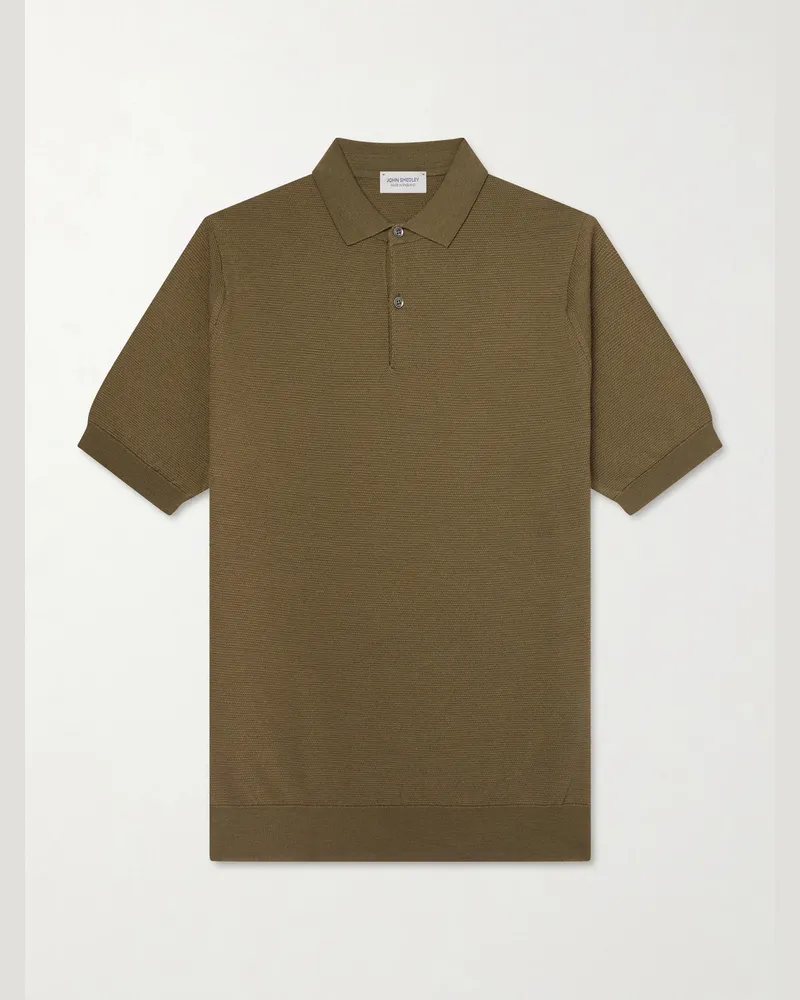 John Smedley 14.Singular Slim-Fit Merino Wool-Piqué Polo Shirt Green