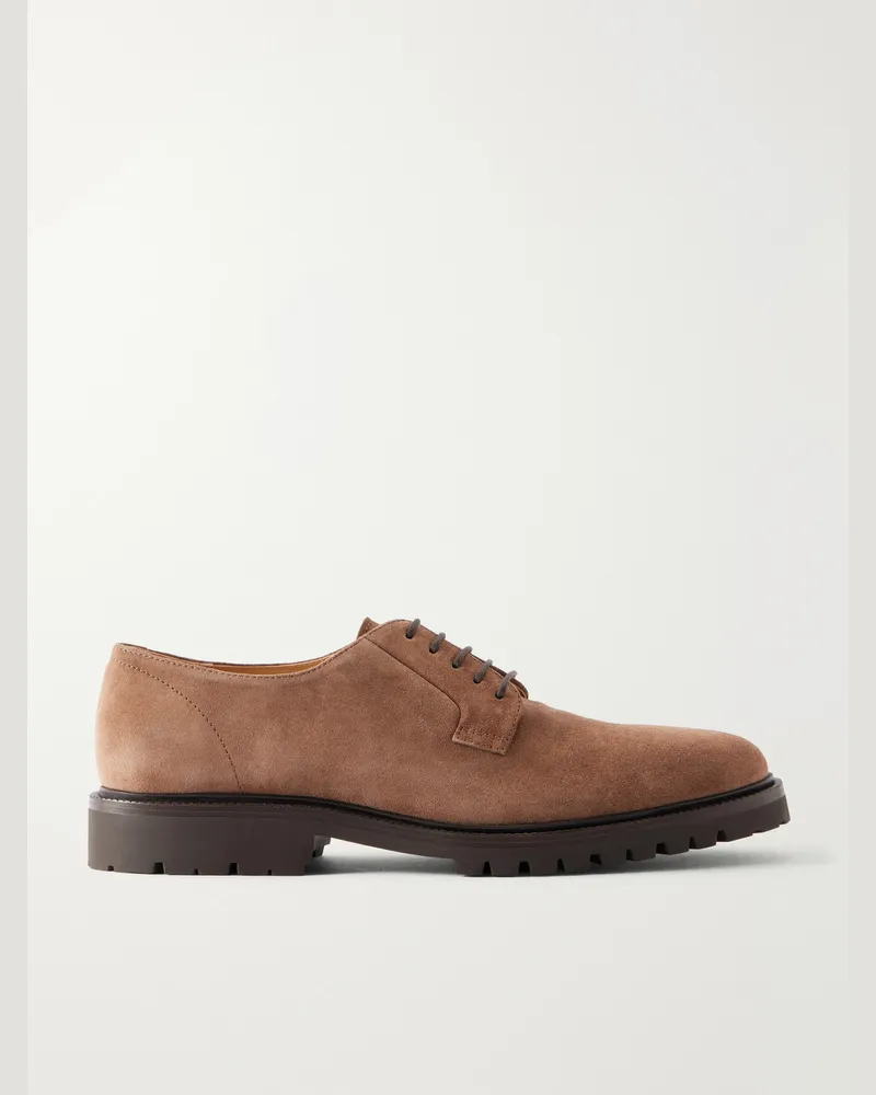 Brunello Cucinelli Suede Derby Shoes Brown