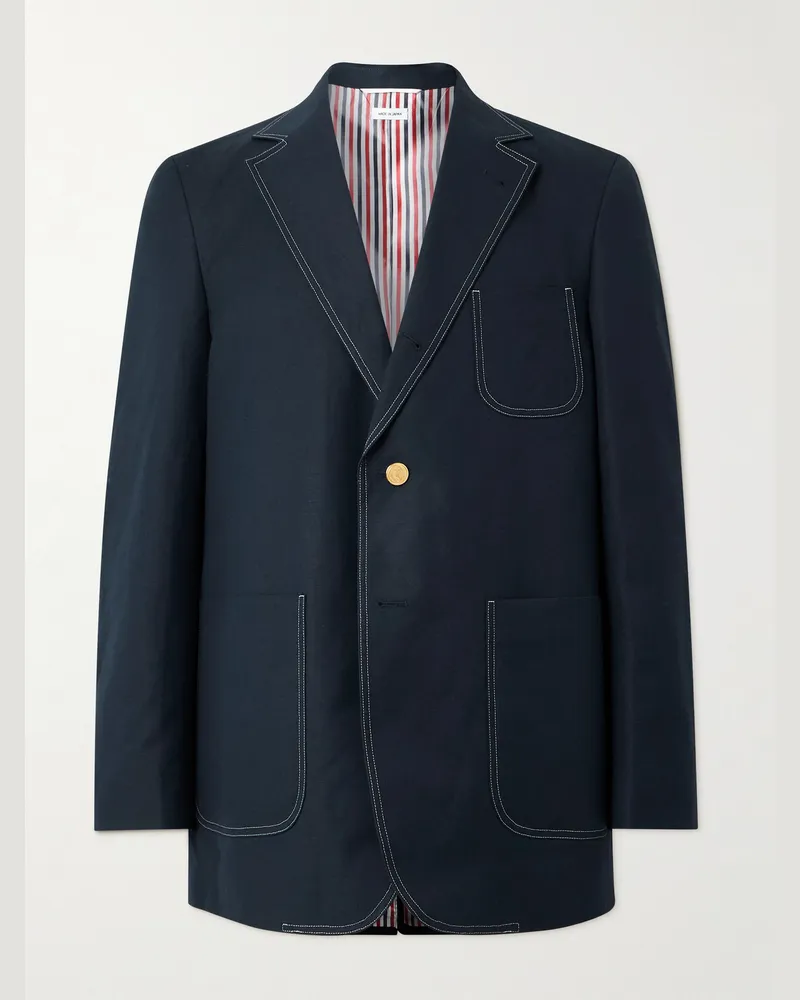 Thom Browne Sakko aus einer Baumwoll-Leinenmischung Blau