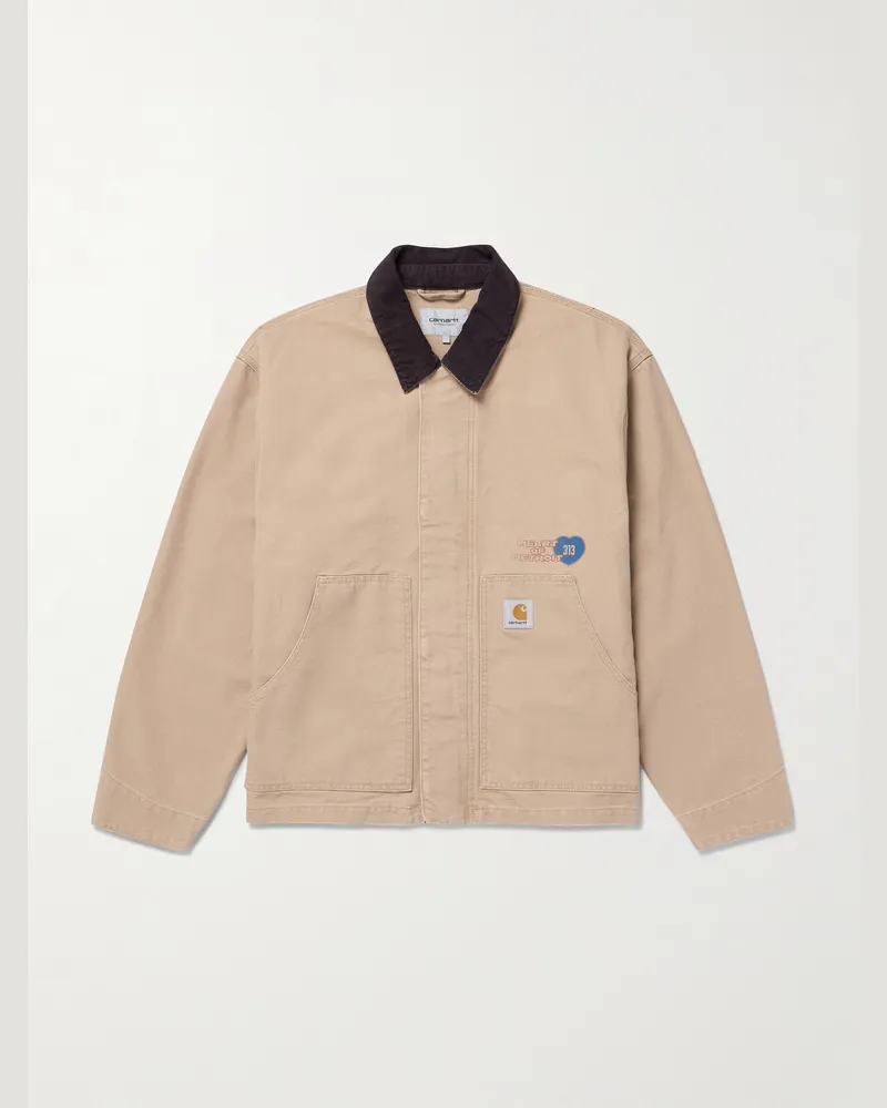 Carhartt WIP OG Arcan Arbeitsjacke aus Biobaumwoll-Canvas mit Print und Cordkragen Braun