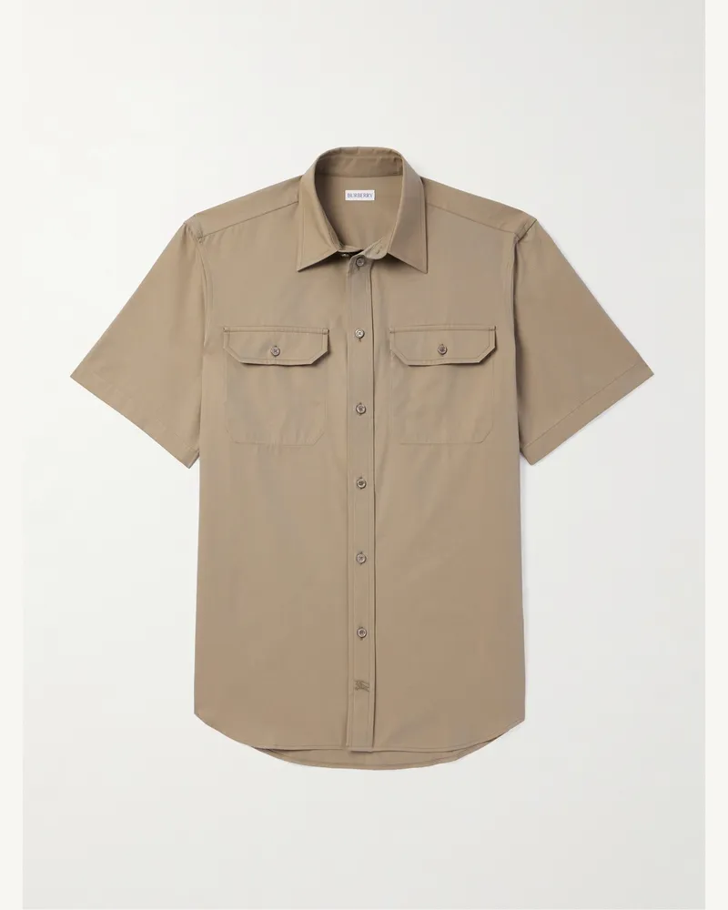 Burberry Hemd aus Baumwoll-Twill mit Logostickerei Braun