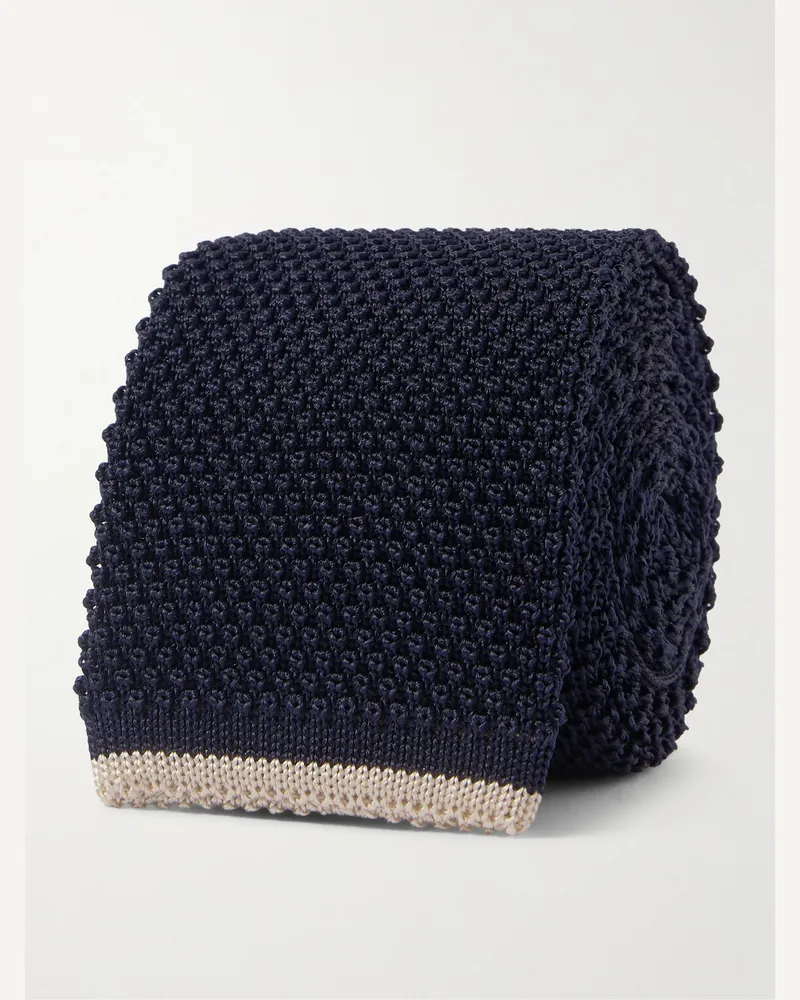 Brunello Cucinelli Krawatte aus Seidenstrick, 6 cm Blau