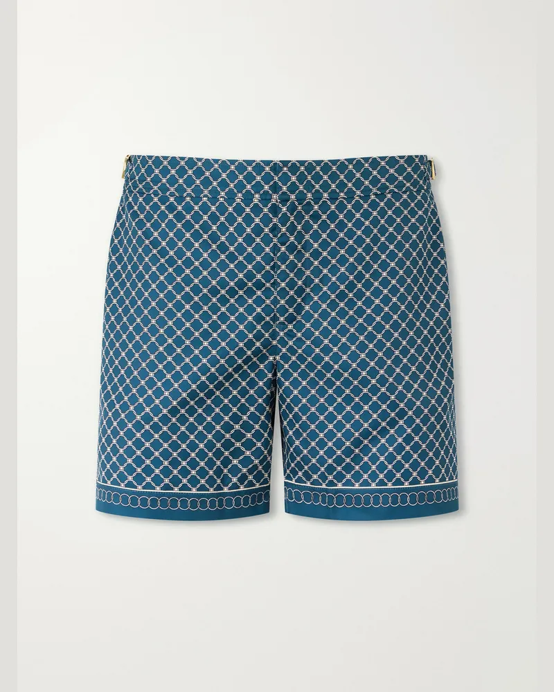 Orlebar Brown Bulldog Passetto Straight-Leg Mid-Length Printed Swim Shorts Blue