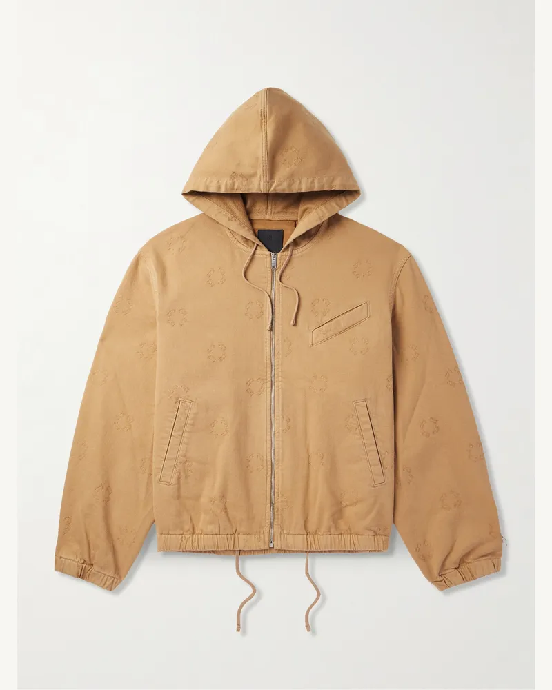 Givenchy Logo-Jacquard Denim Hooded Jacket Neutrals