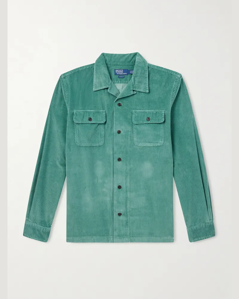Ralph Lauren Hemd aus Baumwollcord mit wandelbarem Kragen Grün