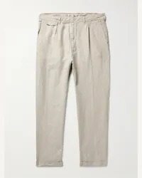 Alex Mill Standard Slim-Fit Cropped Pleated Linen Trousers Neutral