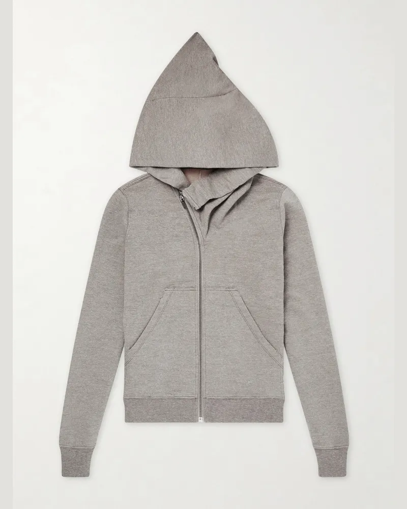 DRKSHDW by Rick Owens Mountain Zip-Up Cotton-Blend Hoodie Gray