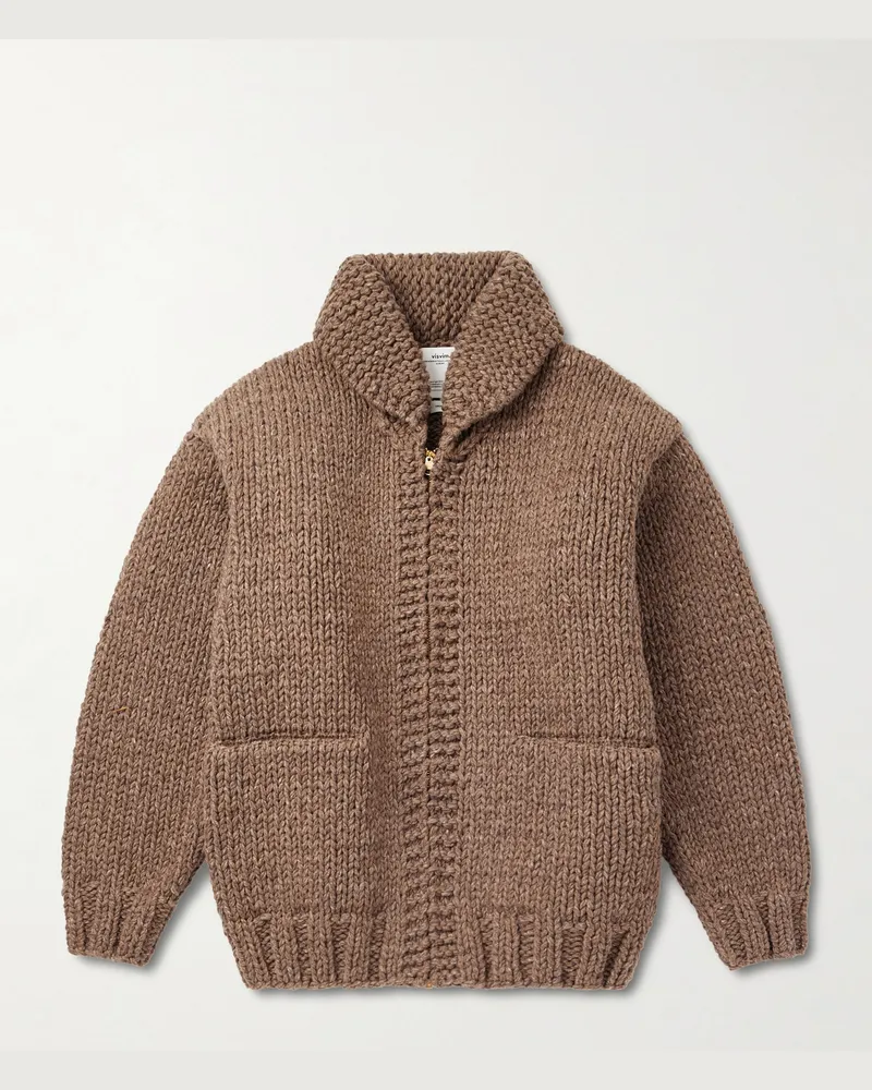 Visvim Shawl-Collar Wool and Cashmere-Blend Cardigan Brown