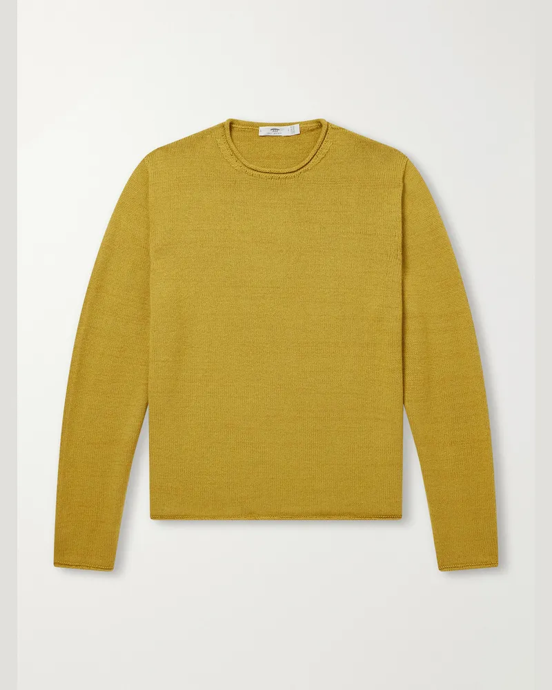 Inis Meáin Merino Wool and Linen-Blend Sweater Yellow