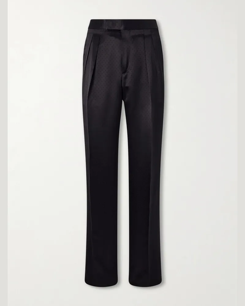 Tom Ford Gerade geschnittene Hose aus Satin mit Falten Schwarz