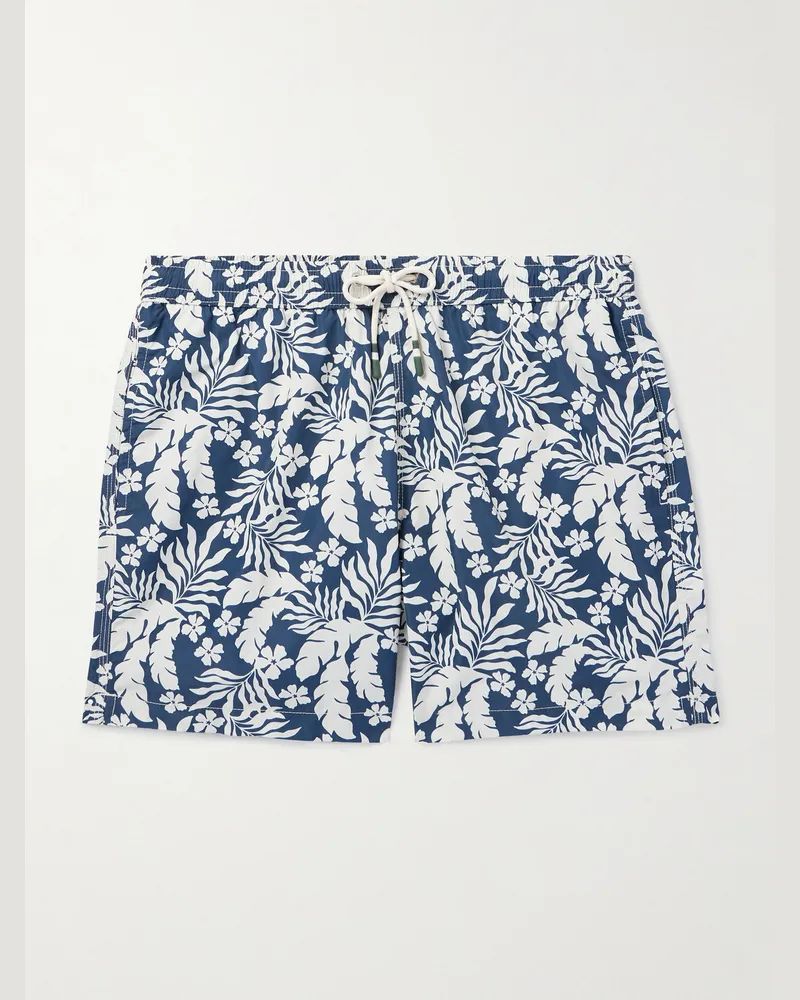 Hartford Gerade geschnittene mittellange Badeshorts mit Blumenprint Blau