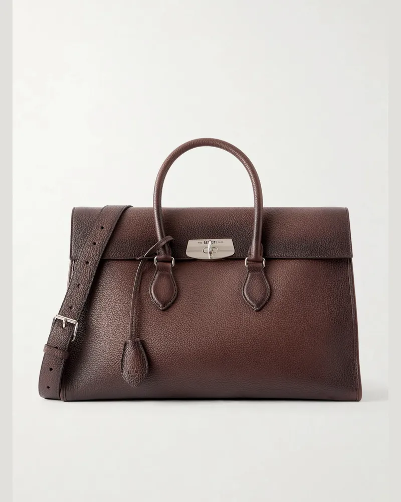 Berluti E'Mio Full-Grain Leather Briefcase Brown