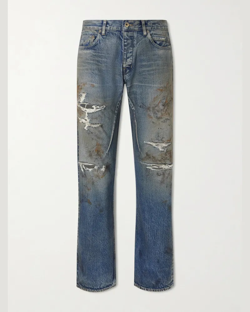 DRKSHDW by Rick Owens Kurdt Straight-Leg Distressed Jeans Blue