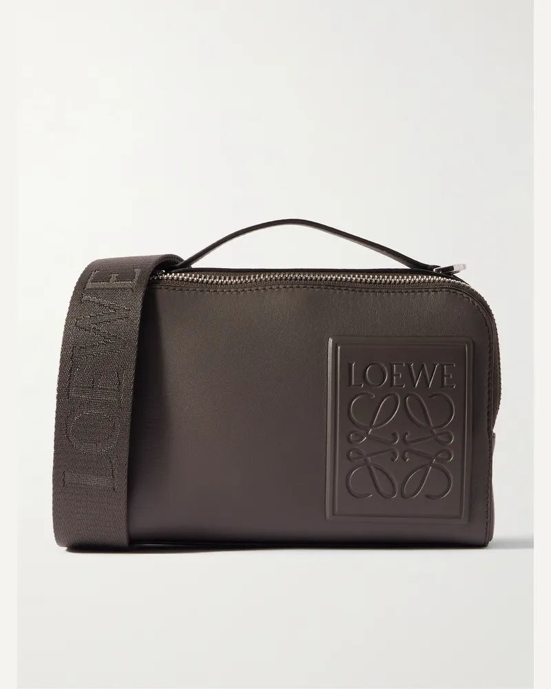 Loewe Camera Mini Logo-Appliquéd Leather Messenger Bag Brown