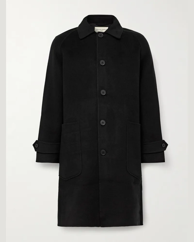 Officine Generale Bryce Mantel aus Wollfilz Schwarz