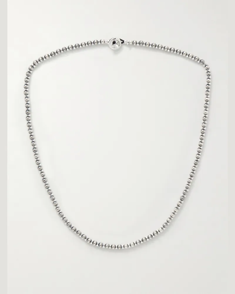 Mikia Kette mit Zierperlen aus Hämatit und Details aus Sterlingsilber Silber