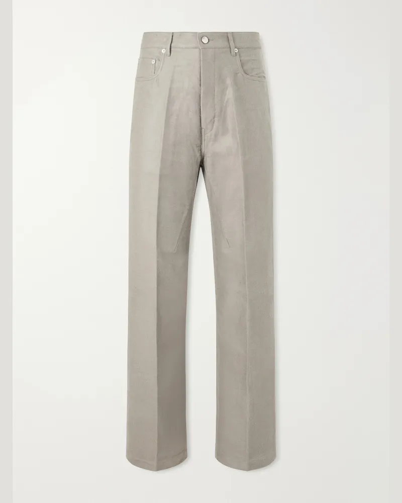 Rick Owens Geth Straight-Leg Ramie and Cotton-Blend Gabardine Trousers Gray