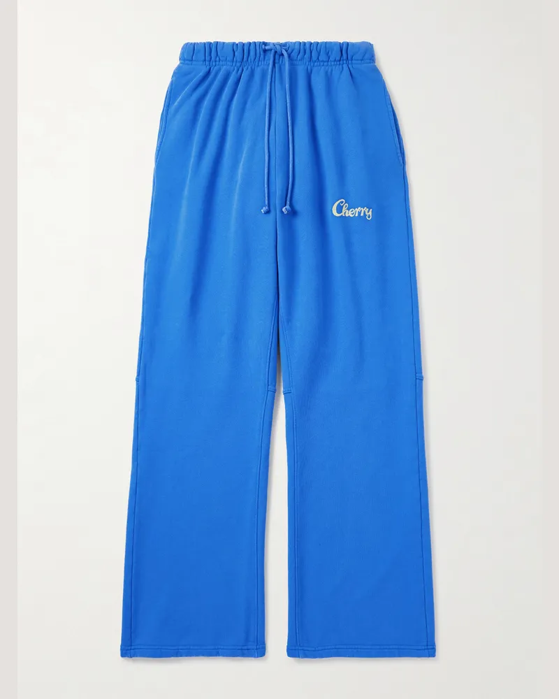Cherry Los Angeles Gerade geschnittene Jogginghose aus Baumwoll-Jersey mit Logostickerei Blau