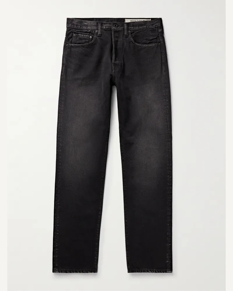 KAPITAL Slim-Fit Straight-Leg Stone-Washed Jeans Black